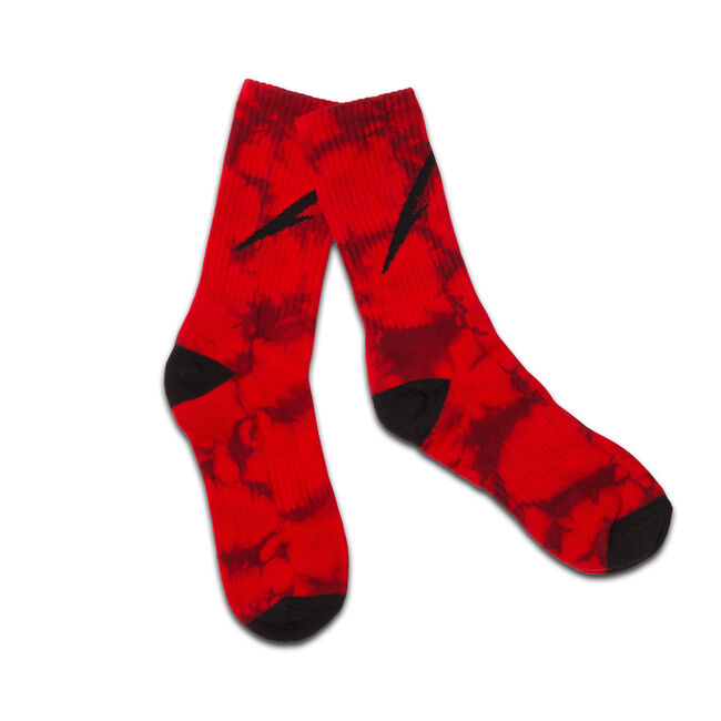 M Logo Red Tie-Dye Socks, , hi-res